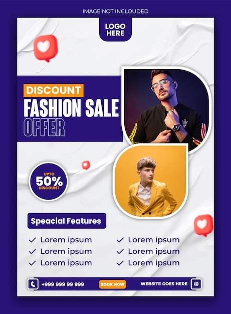 fashion sale ads promotional flyer template design