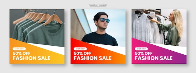 Fashion sale advertising banner templates designed suitable for social media posts and web ads