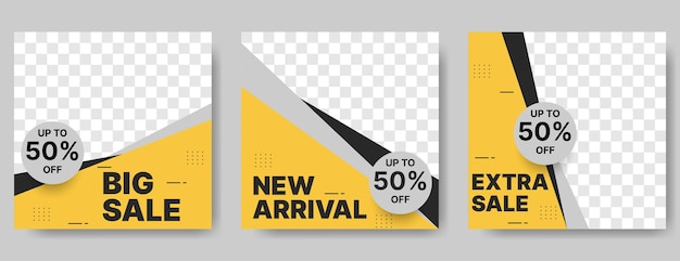 Fashion sale banner design template for social media post with yellow and blackvector illustration