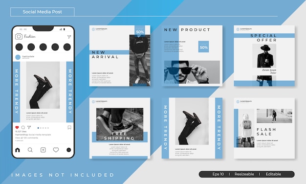 Modello di post di social media banner di vendita di moda