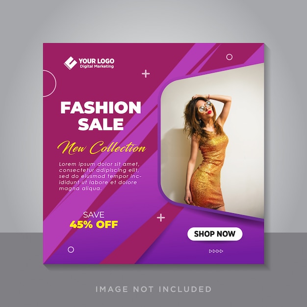 Fashion sale banner or square flyer for social media post template