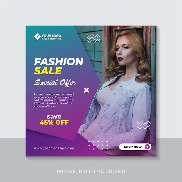 Fashion sale banner or square flyer for social media post template