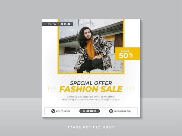 Fashion sale banner or square flyer for social media post template