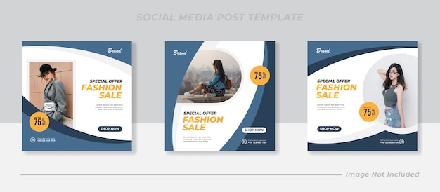 Fashion sale banner or square flyer for social media post template