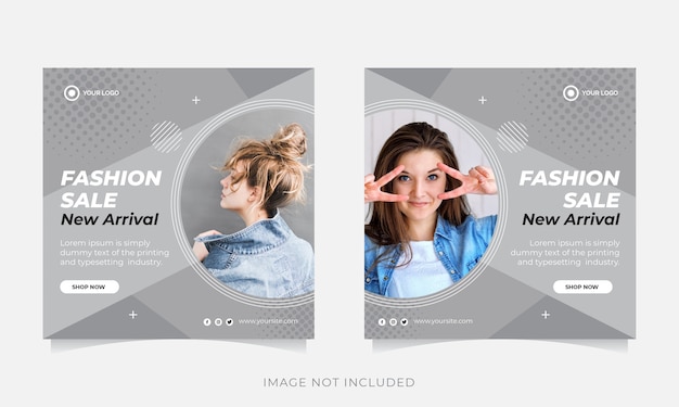 Fashion sale banner or square flyer for social media post template