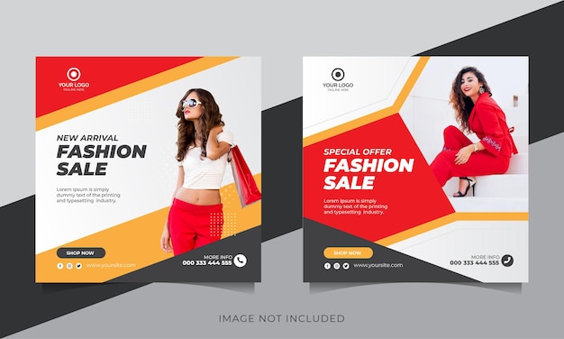 Vector fashion sale banner or square flyer for social media post template