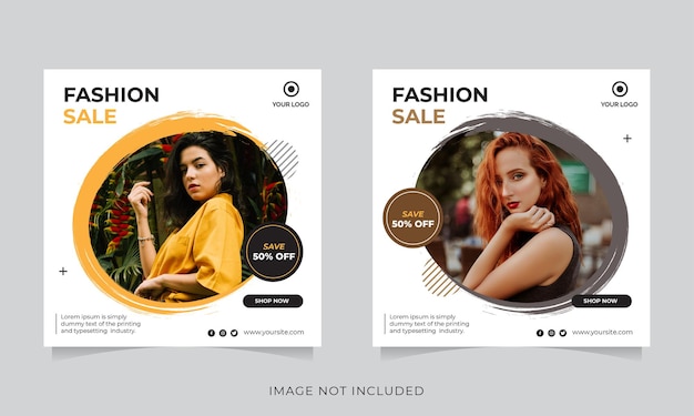 Fashion sale banner or square flyer for social media post template