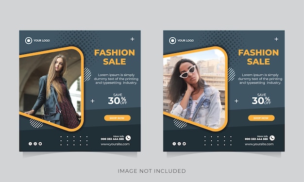 Fashion sale banner or square flyer for social media post template