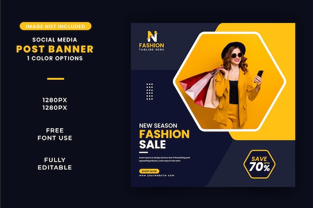 Fashion sale banner or square flyer for a social media post template