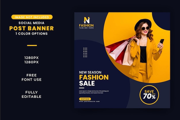 Fashion sale banner or square flyer for a social media post template