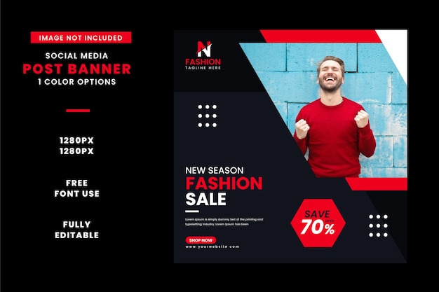 Fashion sale banner or square flyer for a social media post template