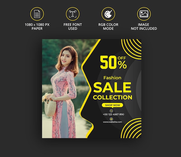 Fashion sale collection instagram banner ad social media post template