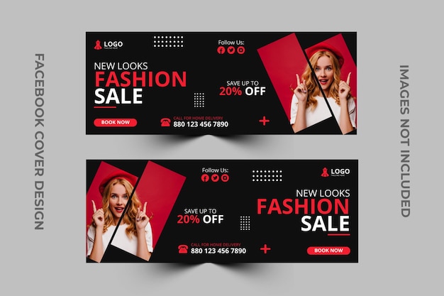 Vector fashion sale facebook cover, banner design template