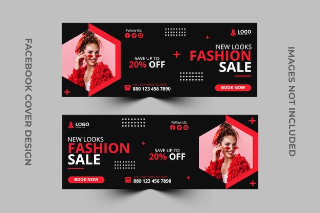 Fashion sale facebook cover, banner design template