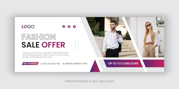 Fashion sale facebook cover banner social media post template