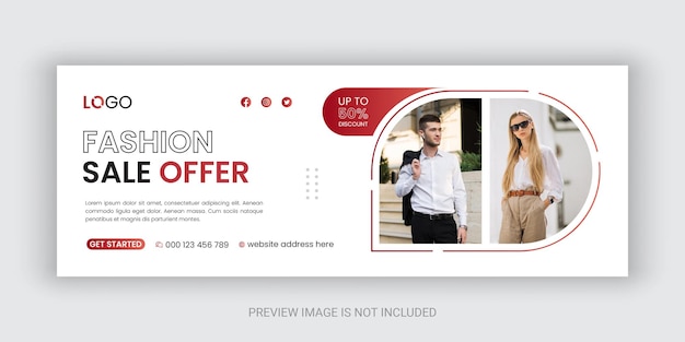 Fashion sale facebook cover banner social media post template