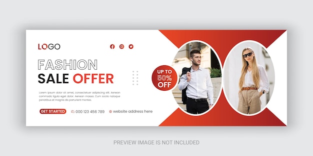 Fashion sale facebook cover banner social media post template