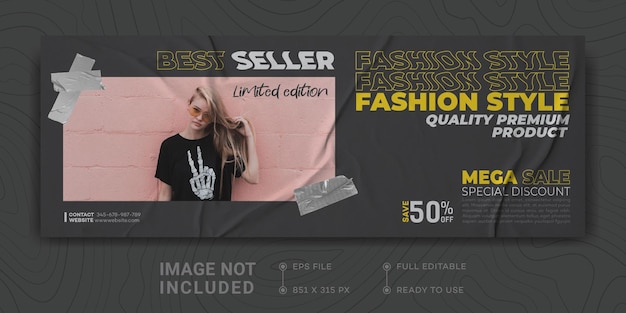 Fashion sale facebook cover banner template business promotion digital marketing streetwear design