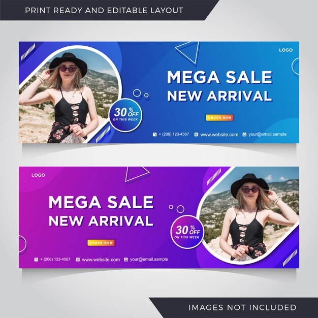 Vector fashion sale facebook cover banner template.