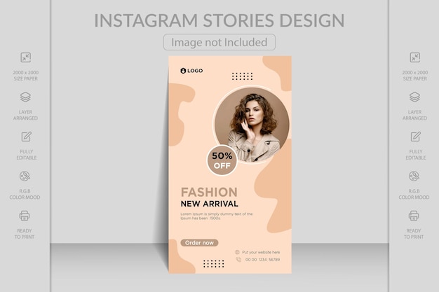 Vettore modello di storia di vendita di moda instagram e facebook