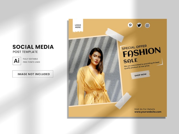 Fashion sale instagram post and social media banner template Premium Vector