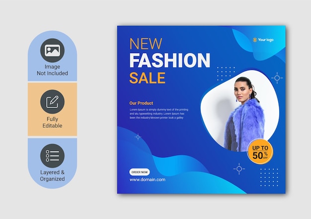 Fashion sale instagram post and social media banner template