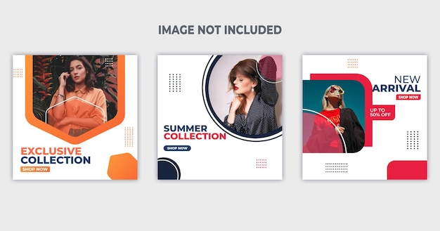 Fashion sale instagram post or social media post template set