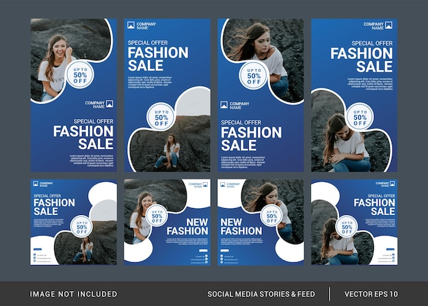 ファッションセールのInstagramの投稿とストーリーのテンプレート