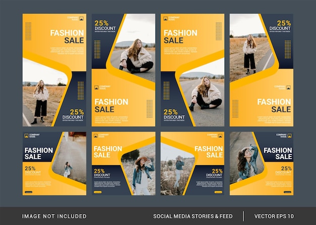 Fashion sale instagram post and stories template