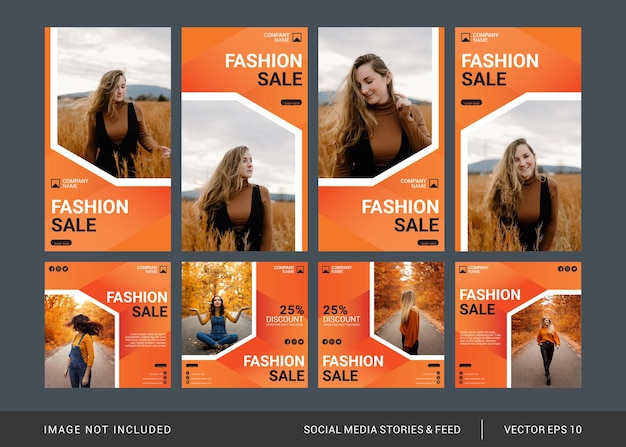 Fashion sale instagram post and stories template