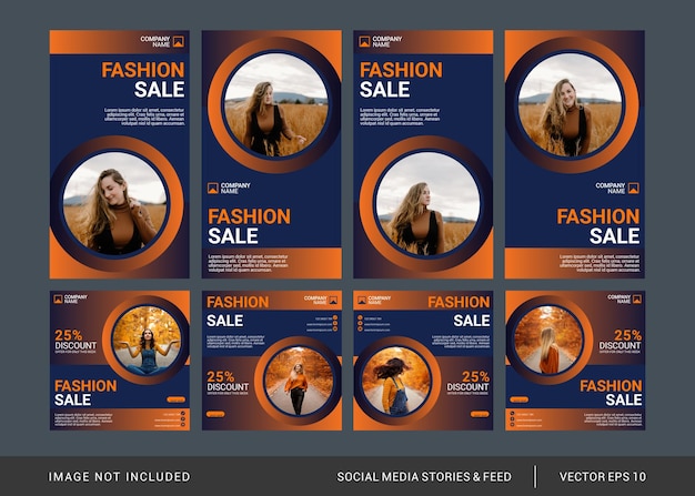 Fashion sale instagram post and stories template