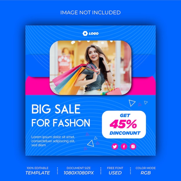 Дизайн поста в социальных сетях fashion sale instagram