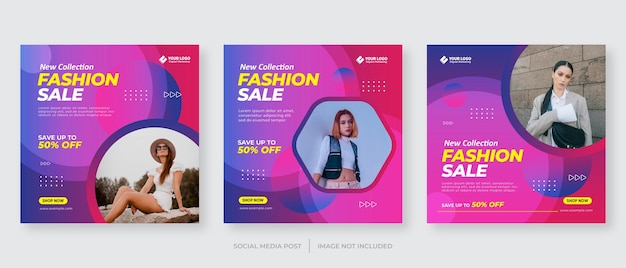 Fashion sale instagram social media post templates bundle