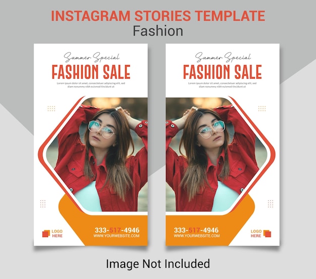 Progettazione di storie di instagram di vendita di moda.