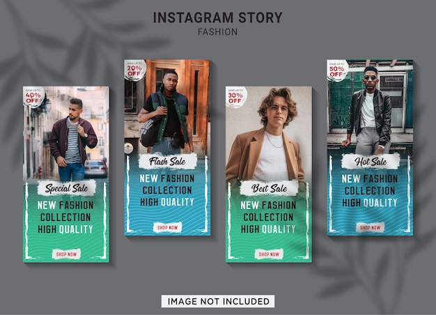 Vettore modello di raccolta di storie di instagram di vendita di moda