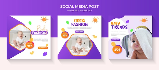 Fashion sale and kids fashion sale social media ads collection design baby fashion sale