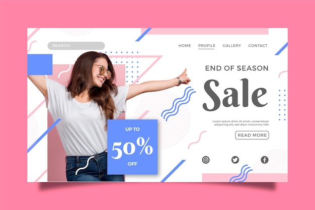 Vector fashion sale landing page template