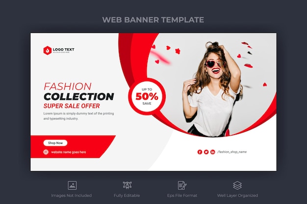 fashion sale landing page web banner template