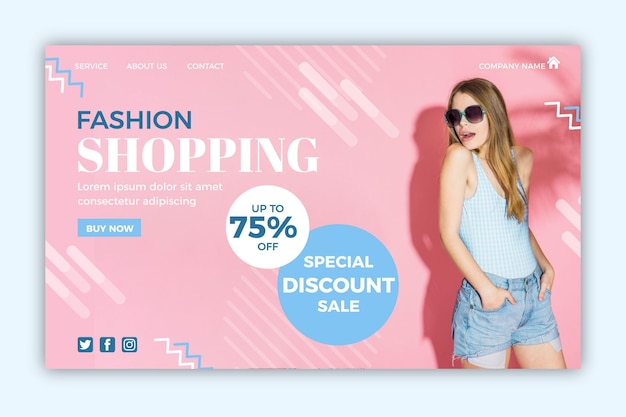 Fashion sale landing page with picture