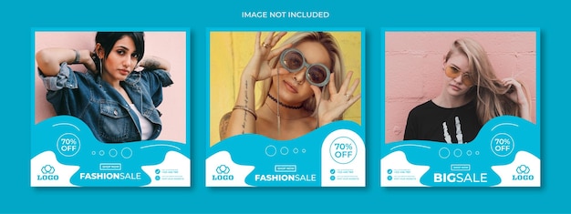 Vettore modello di banner quadrato minimo di vendita di moda con spazio per l'immagine per gli annunci di post sui social media
