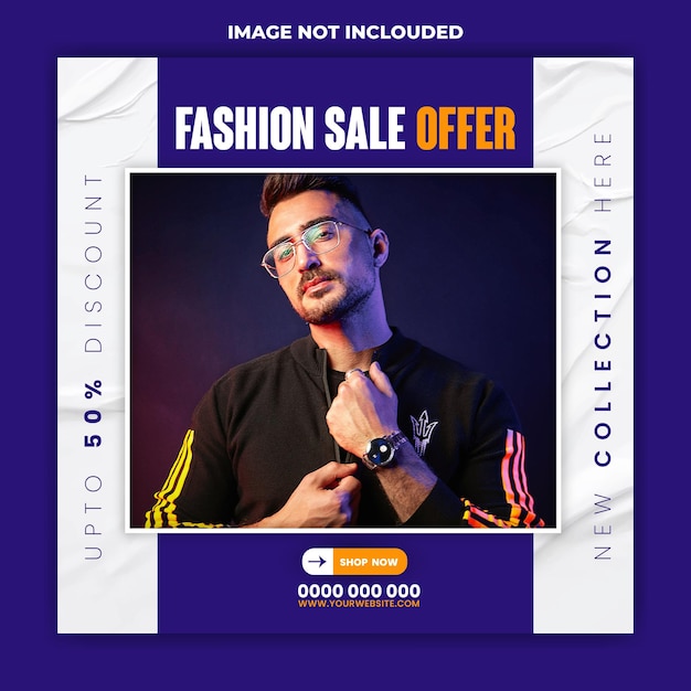 Fashion sale offer ads promotional social media post template design