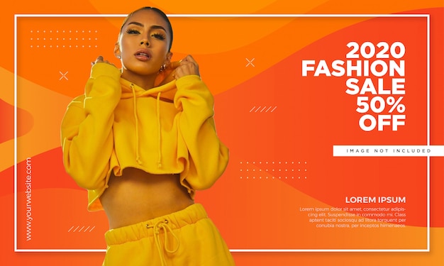 Fashion sale orange banner template