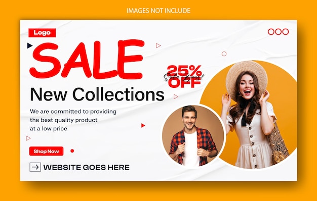 Fashion sale promotional web banner template design