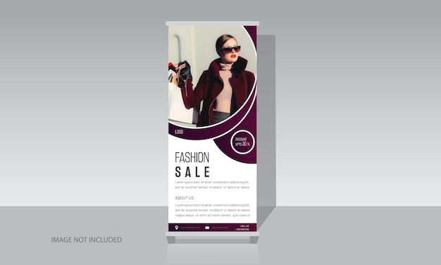 Fashion Sale Roll up banner stand design template for shop store exhibition