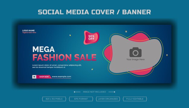 Fashion sale social media banner or facebook cover template