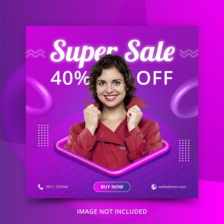 Fashion sale social media banner post template 3d style