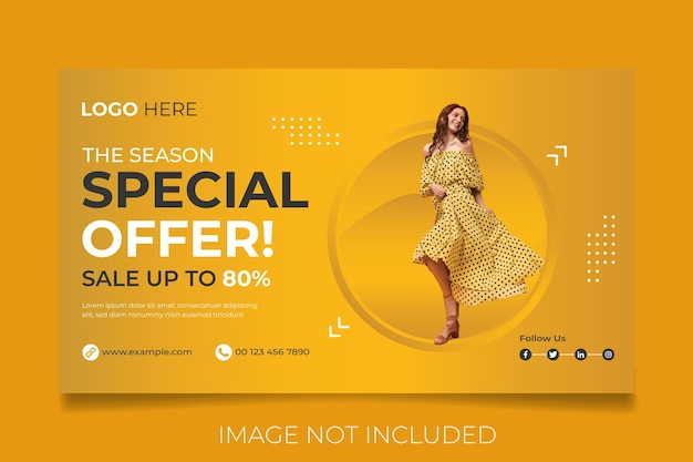 Fashion sale social media cover banner design template