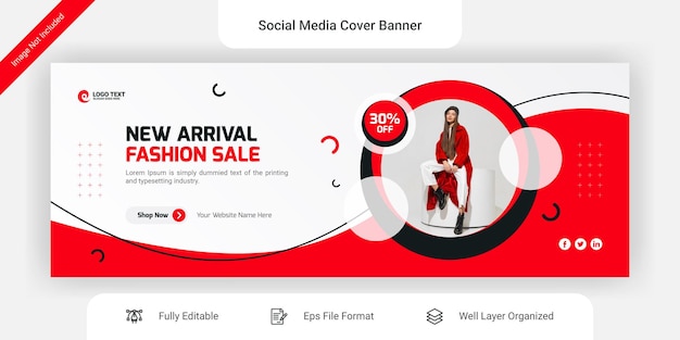 Fashion sale social media Facebook cover banner design template