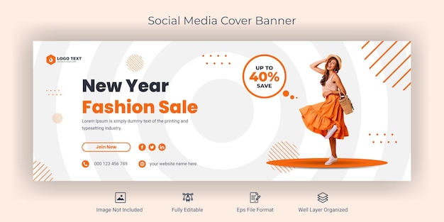 Fashion sale social media Facebook cover banner template