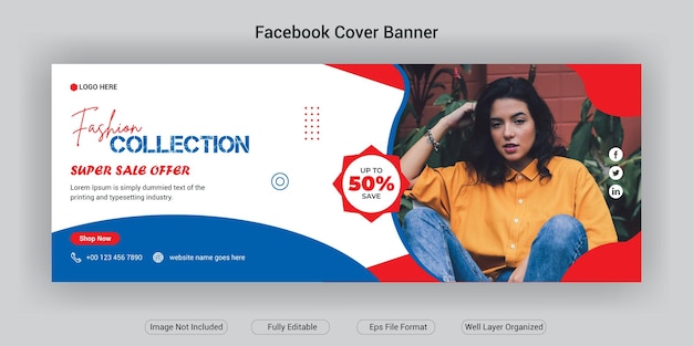 Fashion sale social media facebook cover banner template